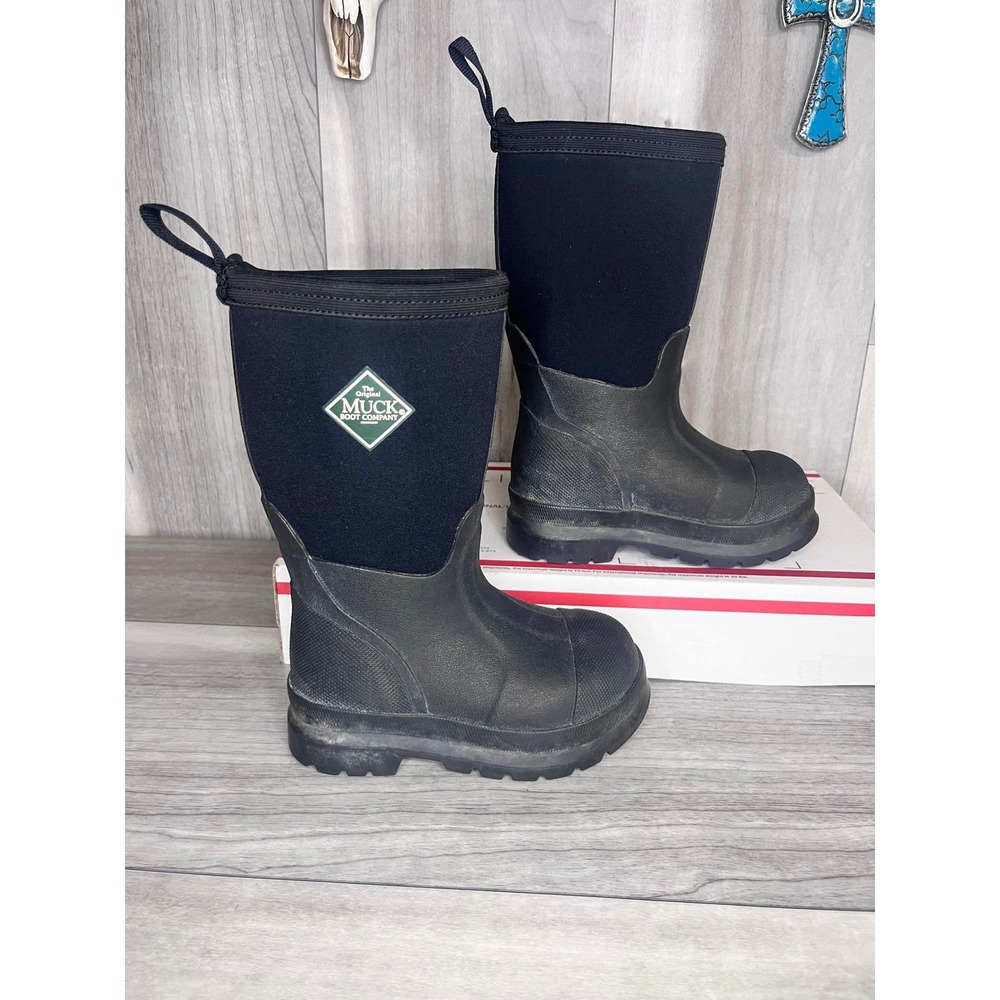 Muck Boot Company Rain Boots Kids Size 9 Black Waterproof Neoprene Outdoor
